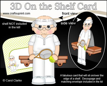 3D on the Shelf Card Kit - Little Tennis Old Man Eliot
