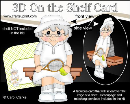 3D on the Shelf Card Kit - Little Tennis Old Lady Clara