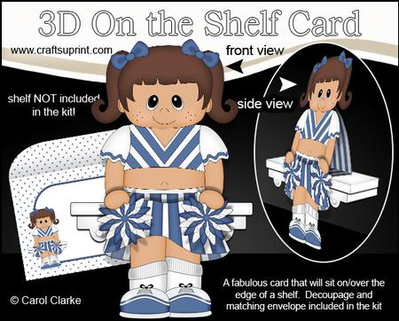 3D on the Shelf Card Kit - Little Ethnic Cheerleader Darby