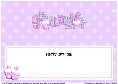 Large Dl Birthday Granddaughter Cupcakes Matching Insert