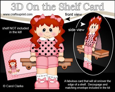 3D on the Shelf Card Kit - Little Redhead Girl Cindy