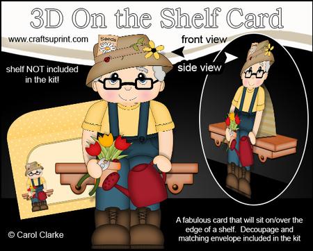 3D on the Shelf Card Kit - Gardening Old Man Clive