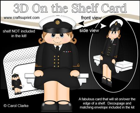 3D on the Shelf Card Kit - Navy Woman Paula
