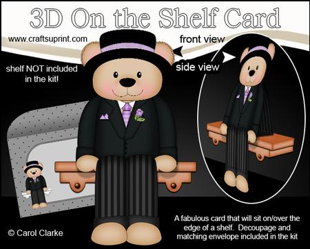 3D on the Shelf Card Kit - Wedding Groom Austin Bear