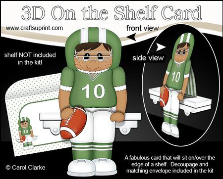 3D on the Shelf Card Kit - Ethnic American Footballer Sam