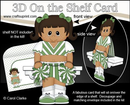 3D on the Shelf Card Kit - Little Ethnic Cheerleader Eliza