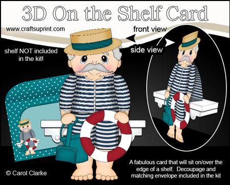 3D on the Shelf Card Kit - Old Man Edwardian Bather Hector