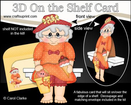 3D on the Shelf Card Kit - Old Lady Edwardian Bather Ivy
