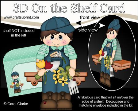 3D on the Shelf Card Kit - Little Gardening Boy Reece