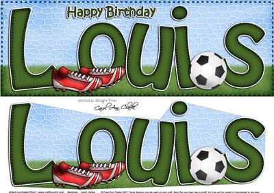 Large Dl Birthday Louis Football Card & 3D Decoupage
