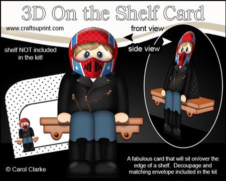 3D on the Shelf Card Kit - Little Motorcyclist Timo