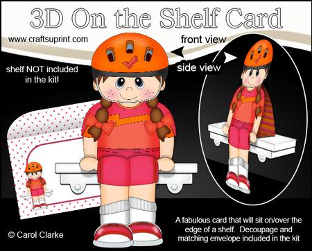 3D on the Shelf Card Kit - Little Cyclist Girl Madge