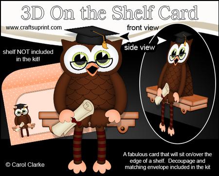 3D on the Shelf Card Kit - Little Hoot Wise Owl Graduate