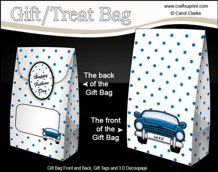 3D Blue Sports Car Gift Bag Mini Kit