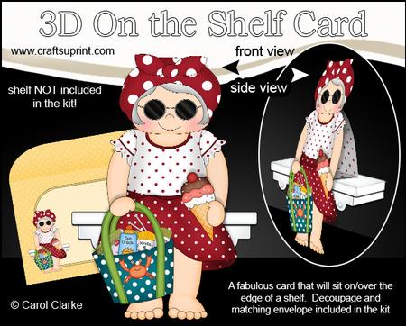 3D on the Shelf Card Kit - on the Beach Old Lady Mabel