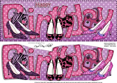 Lge Dl Birthday Shoes & Handbags 3D Decoupage