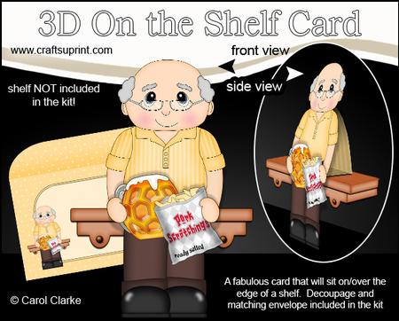 3D on the Shelf Card Kit - Old Man Beer Drinker Wilf