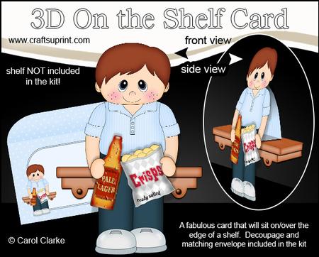 3D on the Shelf Card Kit - Young Man Lager Drinker Lucas