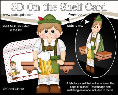 3D on the Shelf Card Kit - Young Lederhosen Man Gunther