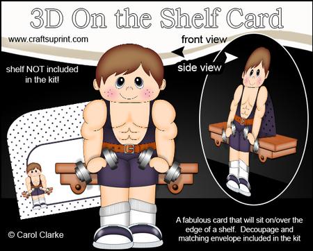 3D on the Shelf Card Kit - Weightlifter Dumbell Boy Dan