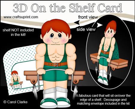 3D on the Shelf Card Kit - Little Weightlifter Boy Joe