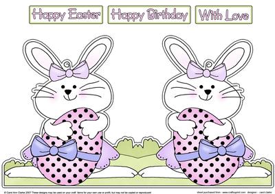 Little Girl Easter Bunny Shaped Card