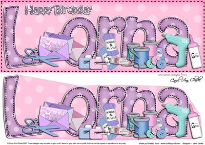 Large Dl Birthday Lorna Crafts 3D Decoupage