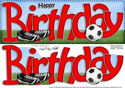Large Dl Birthday Football Card & 3D Decoupage