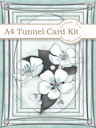 A4 Apple Blossom in Soft Teal Tunnel Card Kit