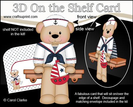 3D on the Shelf Card Kit - Austin Bear the Sailor