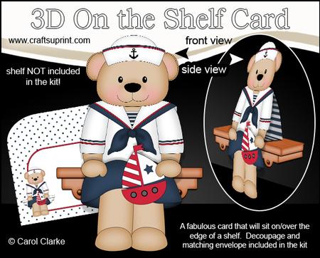 3D on the Shelf Card Kit - Livvy Bear the Sailor