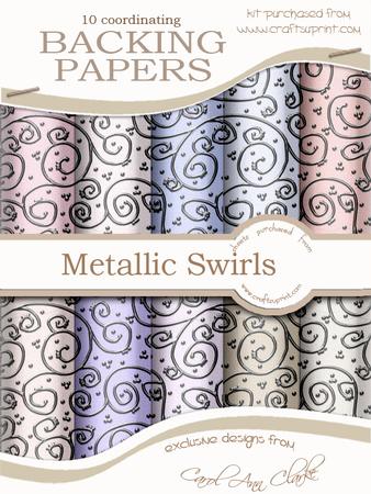 'silver Metallic Swirls' Backing Papers Kit