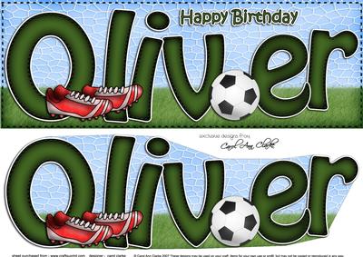 Large Dl Birthday Oliver Football Card & 3D Decoupage