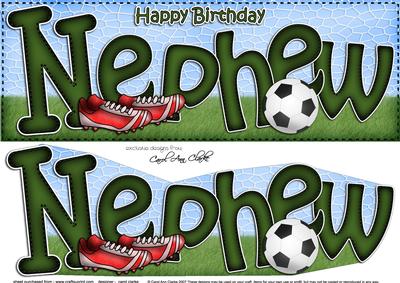Large Dl Birthday Nephew Football Card & 3D Decoupage