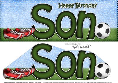 Large Dl Birthday Son Football Card & 3D Decoupage