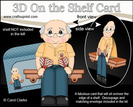 3D on the Shelf Card Kit - Old Man Darts Player Colin