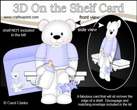3D on the Shelf Card Kit - Bobbi Baby Bear (without a Bow)