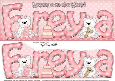 Large Dl Welcome to the World Freya Teddies 3D Decoupage
