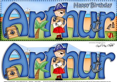 Large Dl Birthday Arthur Pirates Quick Card 3D Decoupage