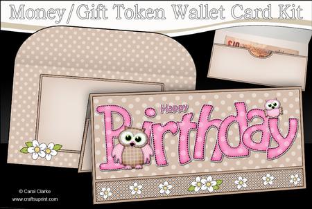 Birthday Little Hoot Owl Money or Gift Wallet Card Kit