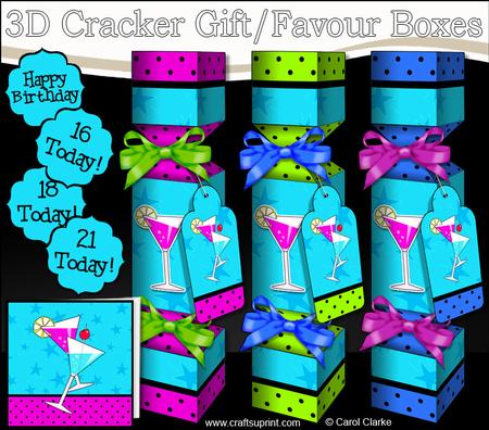 3D Cocktails Cracker Gift Favour Boxes