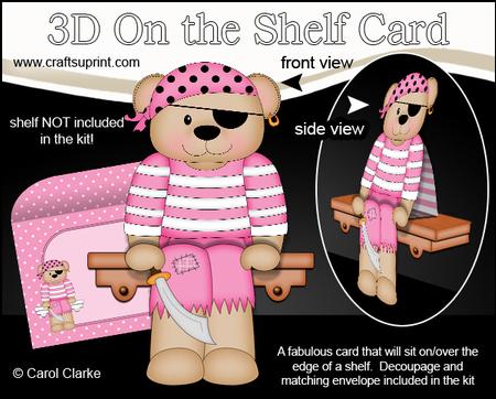 3D on the Shelf Card Kit - Livvy Bear the Pirate