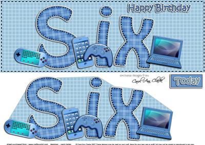 Large Dl 6th Birthday Gadgets N Gizmos Card & 3D Decoupage