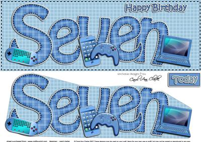 Large Dl 7th Birthday Gadgets N Gizmos Card & 3D Decoupage