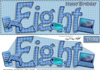 Large Dl 8th Birthday Gadgets N Gizmos Card & 3D Decoupage