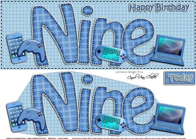 Large Dl 9th Birthday Gadgets N Gizmos Card & 3D Decoupage