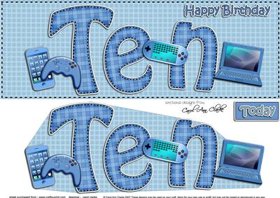 Large Dl 10th Birthday Gadgets N Gizmos Card & 3D Decoupage