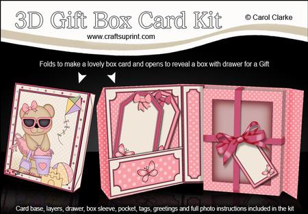3D Livvy Bear at the Beach Gift Box Card Kit 3D Decoupage