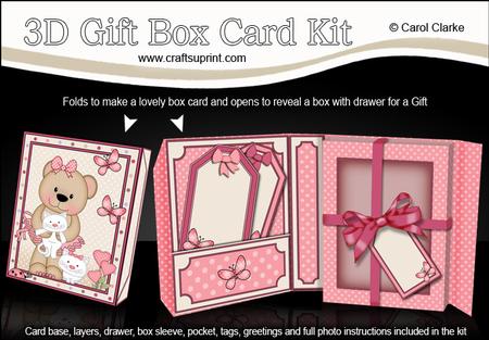 3D Livvy Bear's Kitty Kats Gift Box Card Kit 3D Decoupage