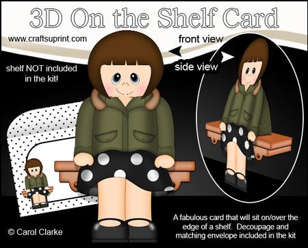 3D on the Shelf Card Kit - 1960s Mod Parka Girl Helen